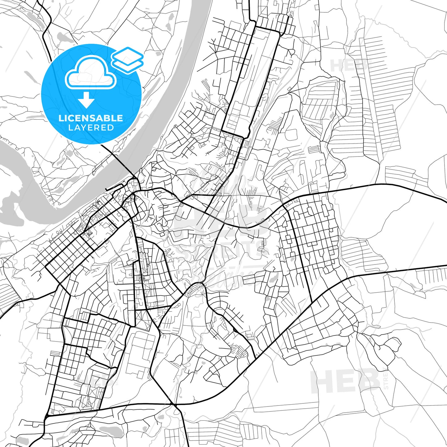 Layered PDF map of Pavlovo, Nizhny Novgorod Oblast, Russia