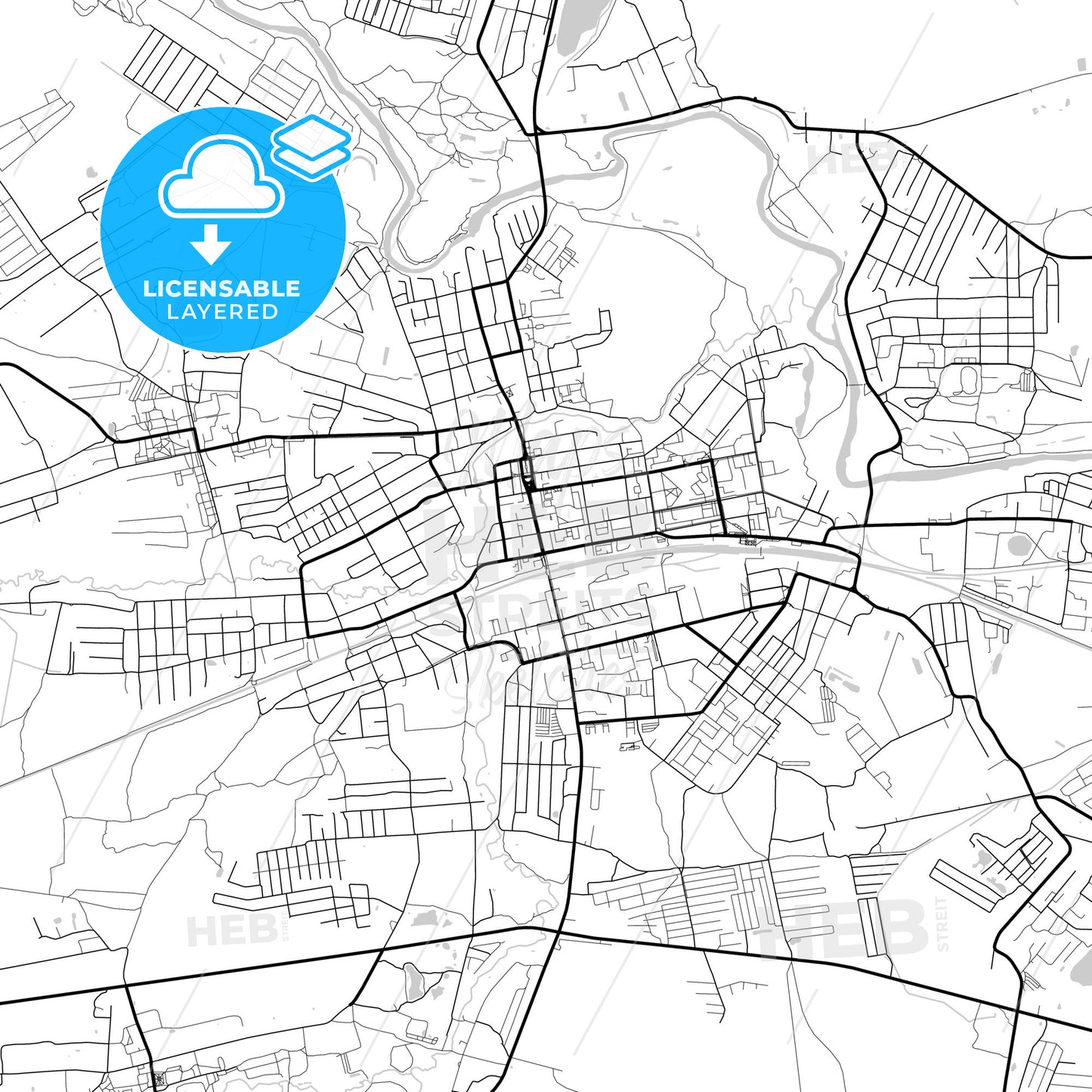 Layered PDF map of Pavlovsky Posad, Moscow Oblast, Russia