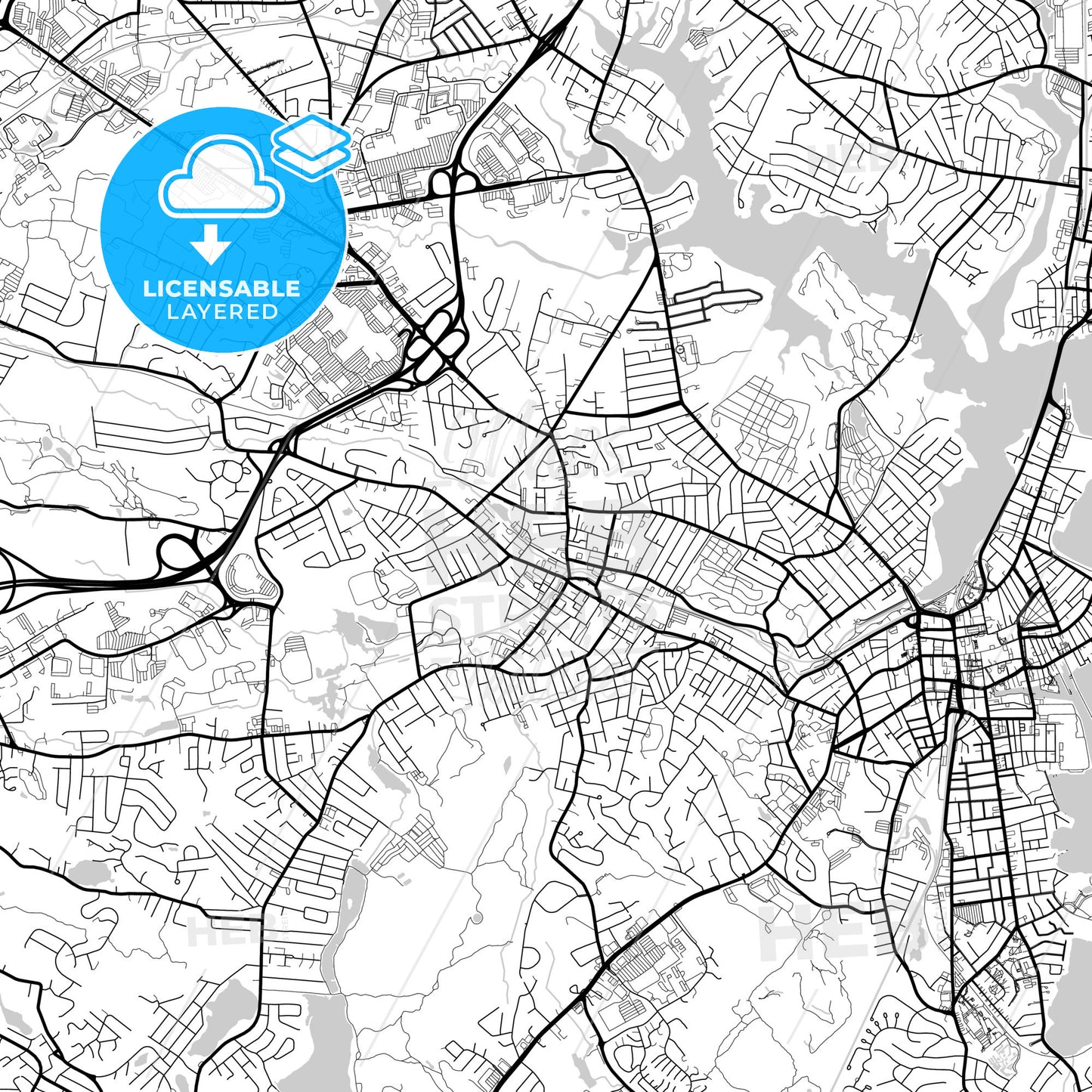 Layered PDF map of Peabody, Massachusetts, United States