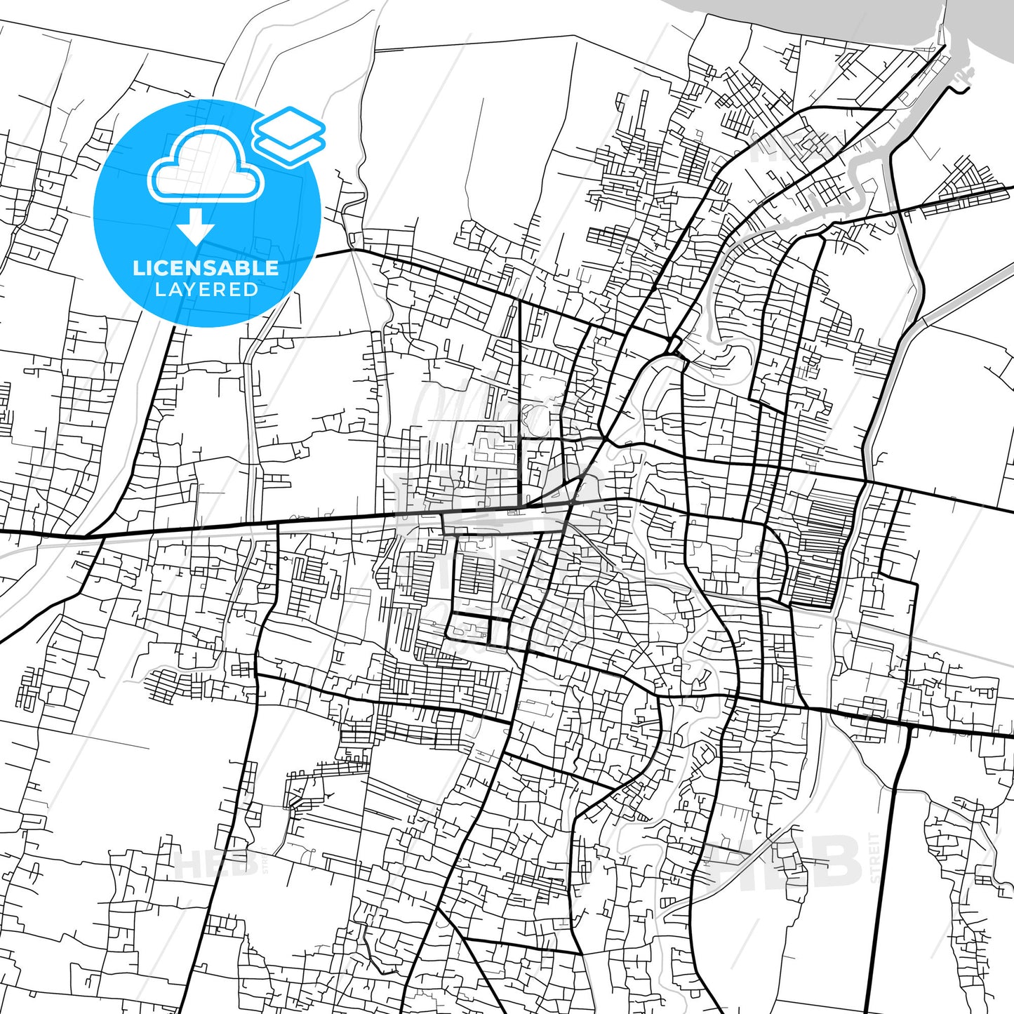 Layered PDF map of Pekalongan, Central Java, Indonesia