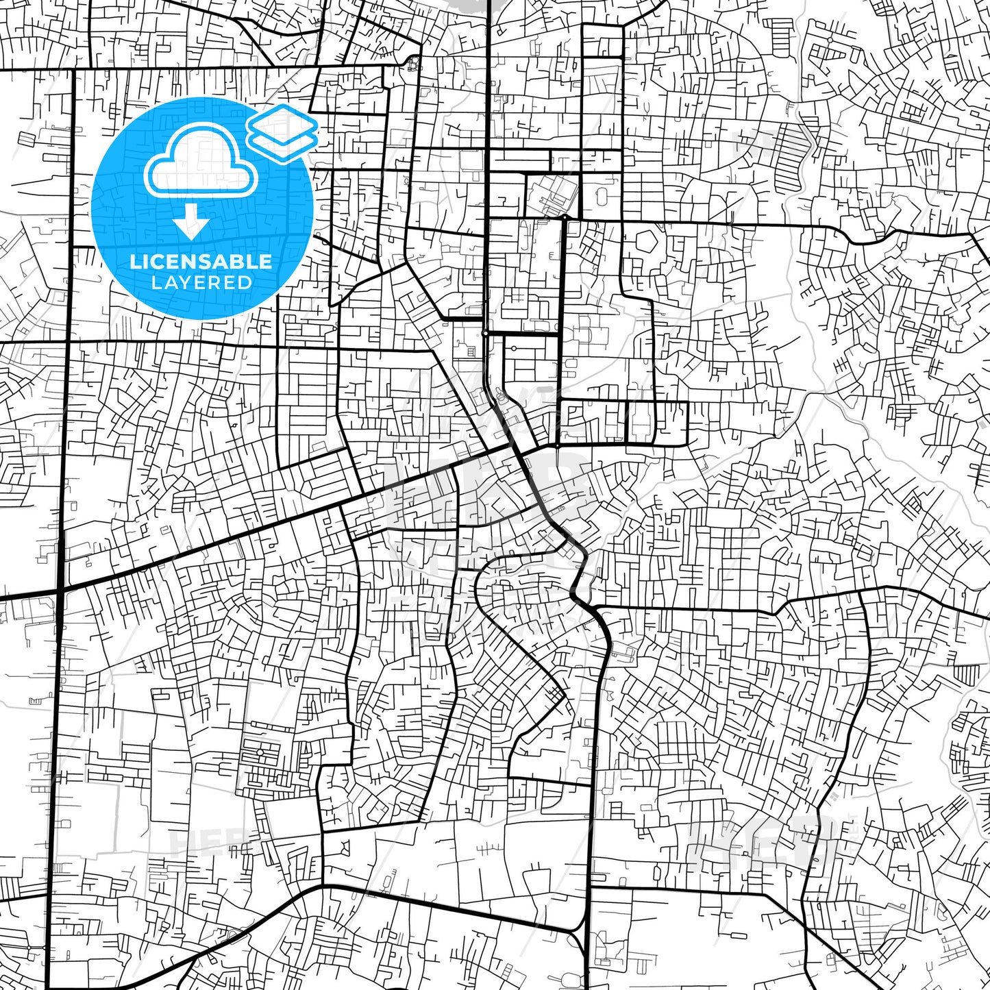 Layered PDF map of Pekanbaru, Riau, Indonesia