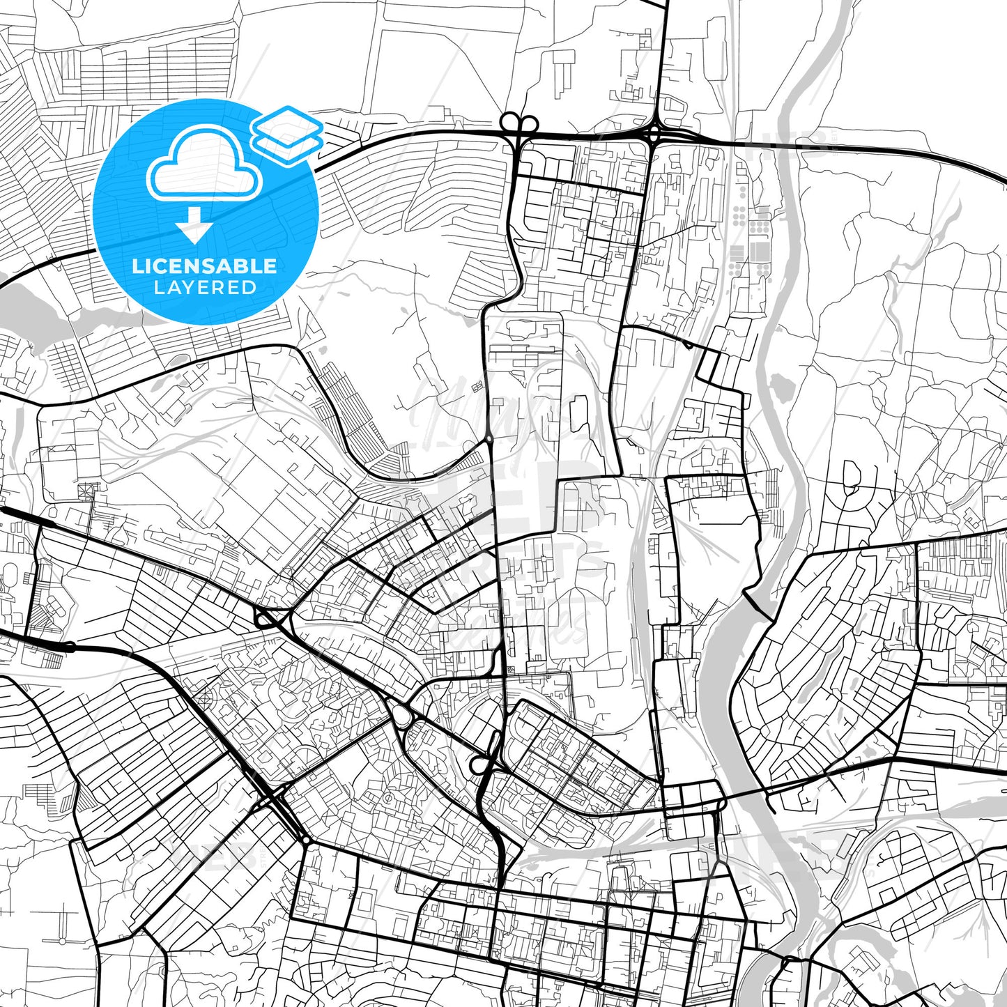 Layered PDF map of Penza, Penza Oblast, Russia