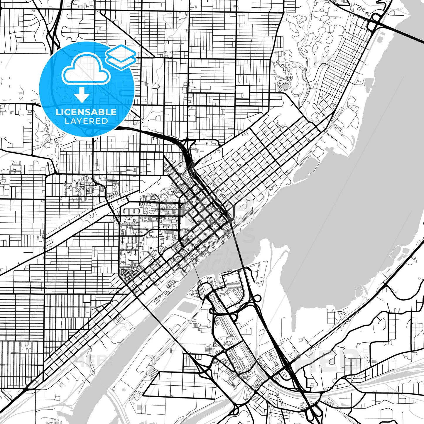 Layered PDF map of Peoria, Illinois, United States