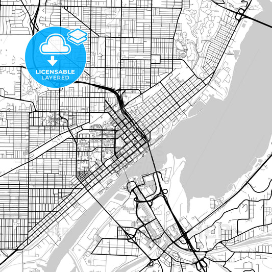 Layered PDF map of Peoria, Illinois, United States