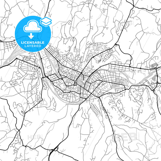 Layered PDF map of Périgueux, Dordogne, France