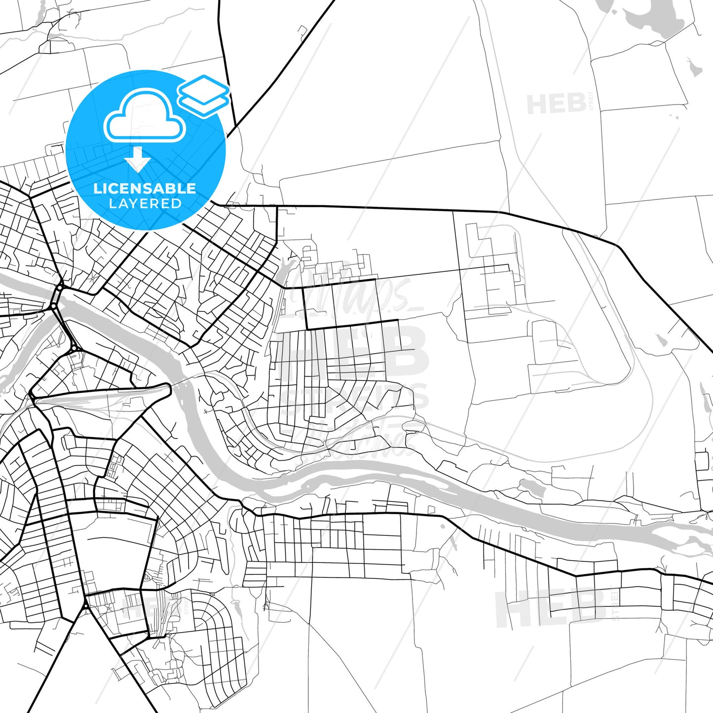 Layered PDF map of Pervomaisk, Mykolaiv Oblast, Ukraine