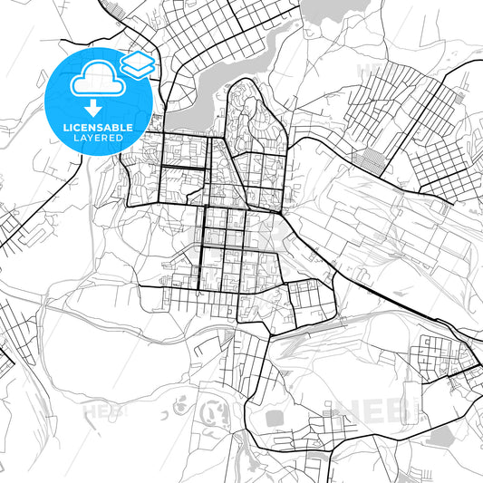 Layered PDF map of Pervouralsk, Sverdlovsk Oblast, Russia