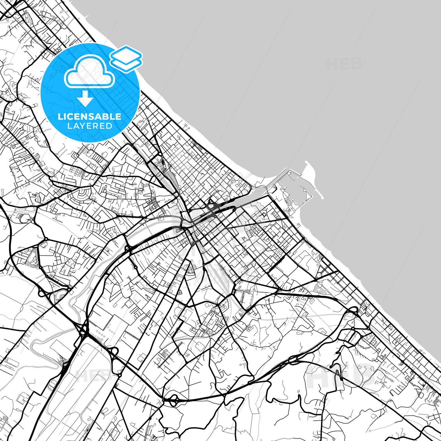 Layered PDF map of Pescara, Abruzzo, Italy