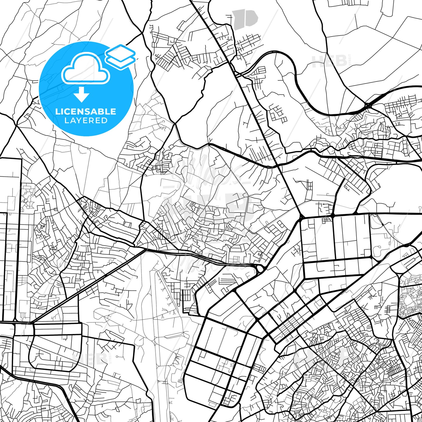 Layered PDF map of Peshawar, Khyber Pakhtunkhwa, Pakistan