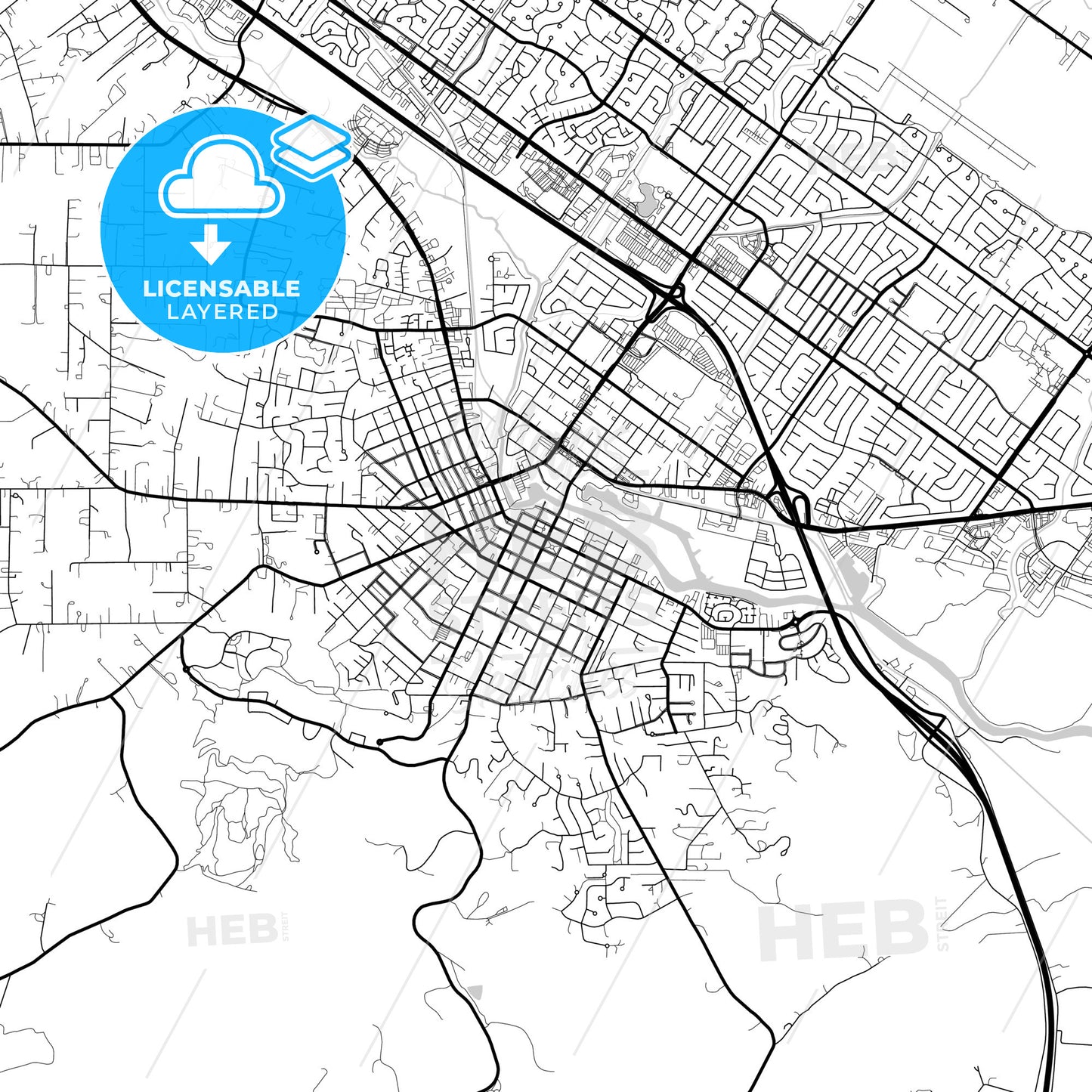 Layered PDF map of Petaluma, California, United States