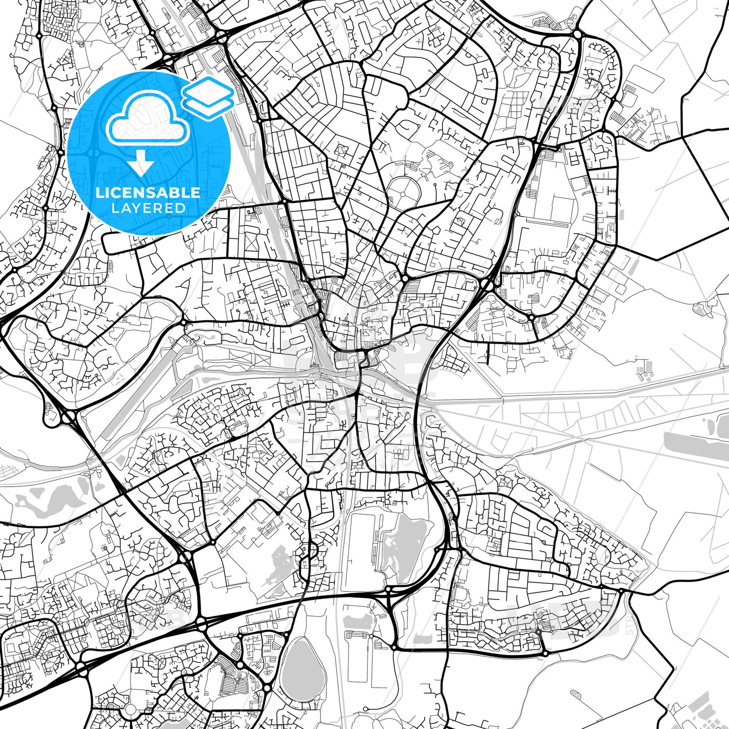 Layered PDF map of Peterborough, East of England, England