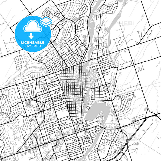 Layered PDF map of Peterborough, Ontario, Canada