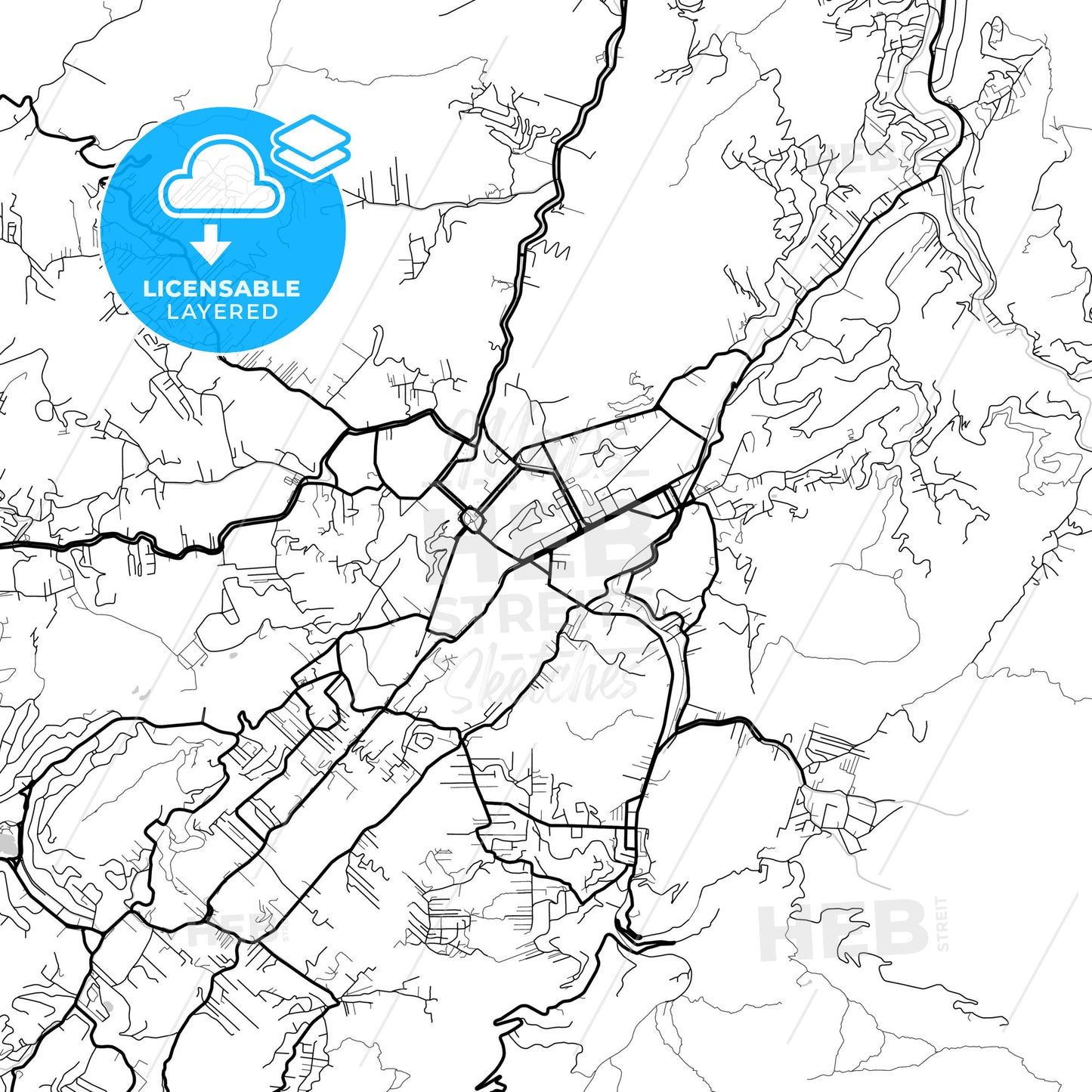 Layered PDF map of Petropolis, Brazil