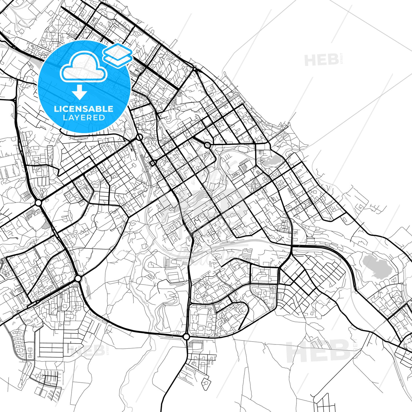 Layered PDF map of Petrozavodsk, Republic of Karelia, Russia