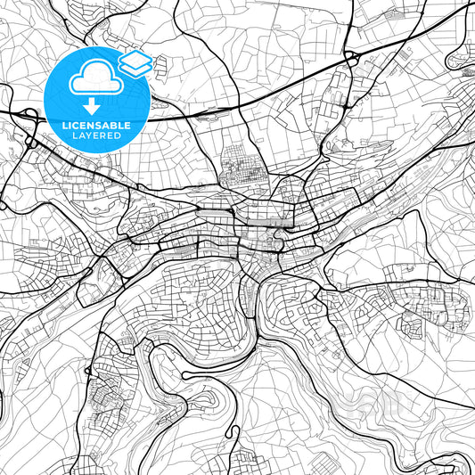 Layered PDF map of Pforzheim, Baden-Wuerttemberg, Germany