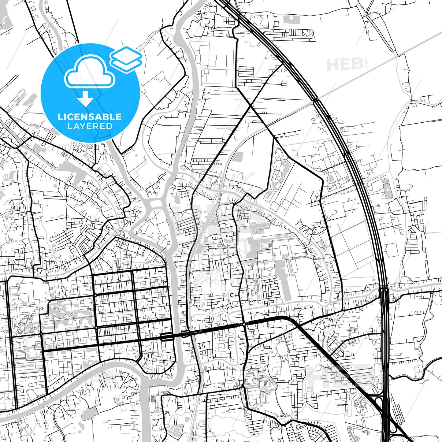 Layered PDF map of Phra Nakhon Si Ayutthaya, Phra Nakhon Si Ayutthaya, Thailand