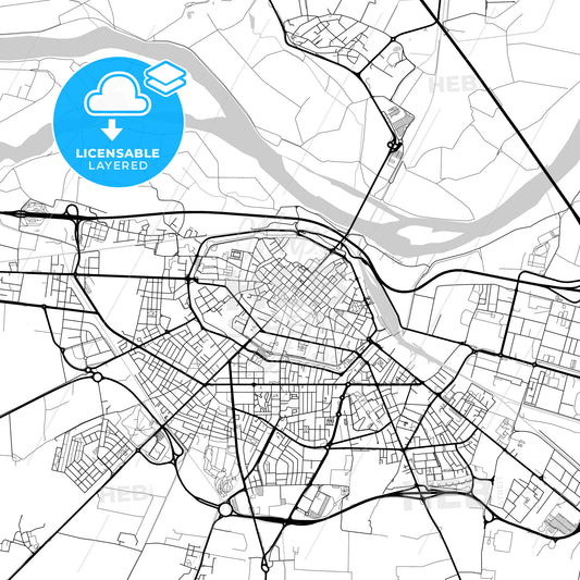 Layered PDF map of Piacenza, Emilia-Romagna, Italy