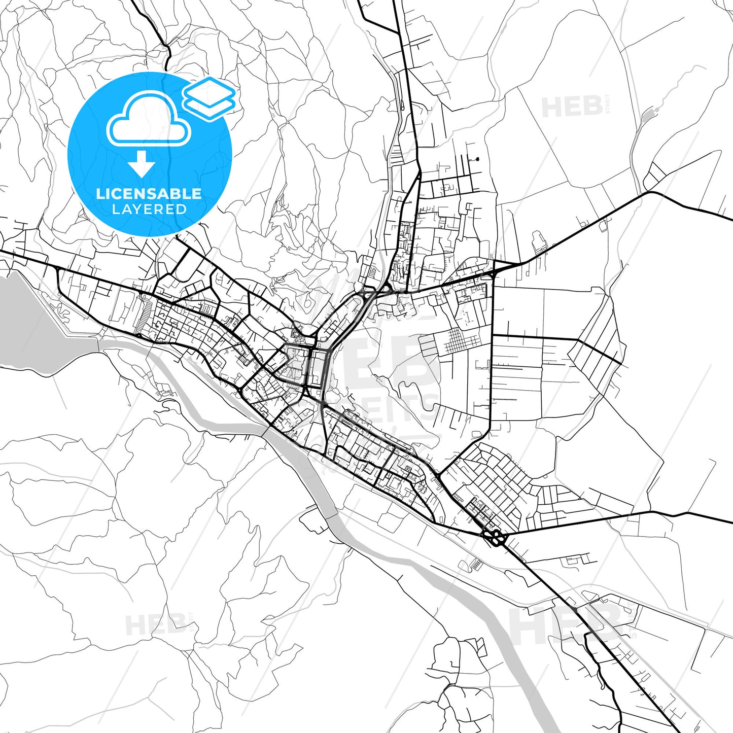 Layered PDF map of Piatra Neamț, Neamț, Romania