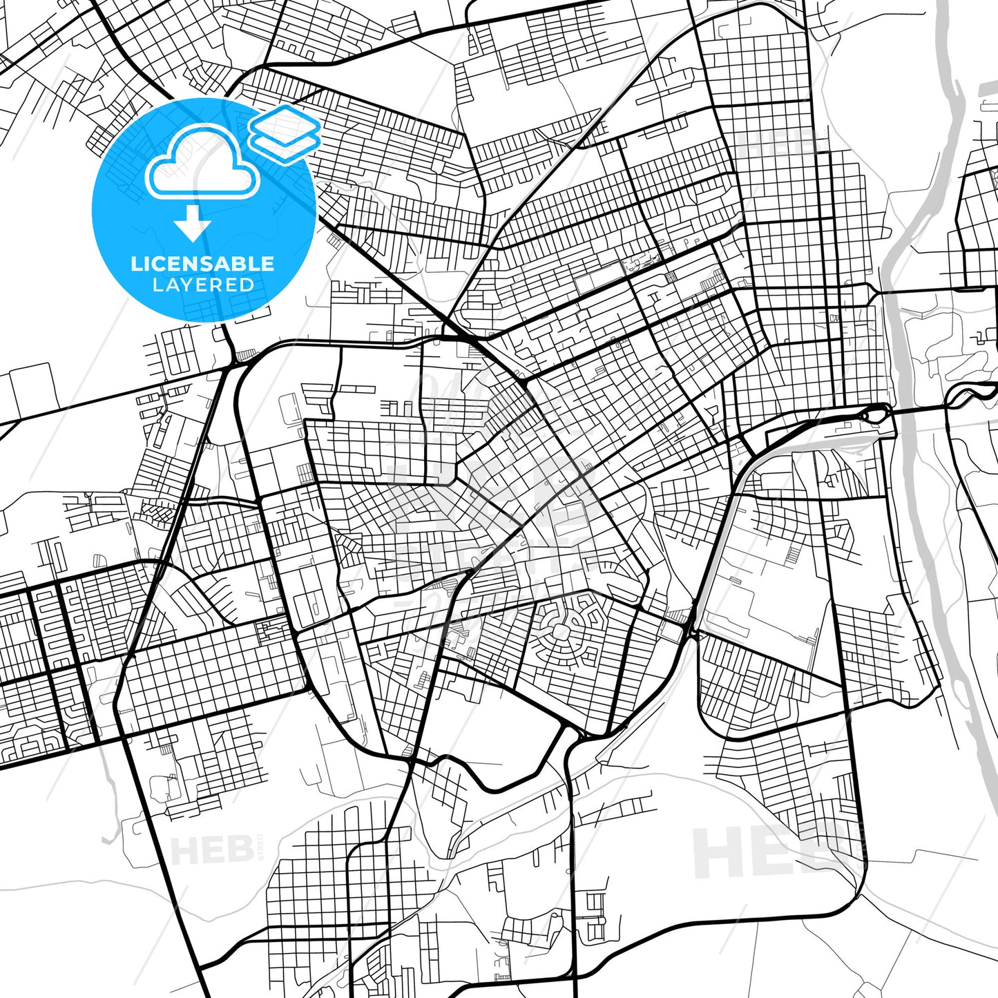 Layered PDF map of Piedras Negras, Coahuila, Mexico