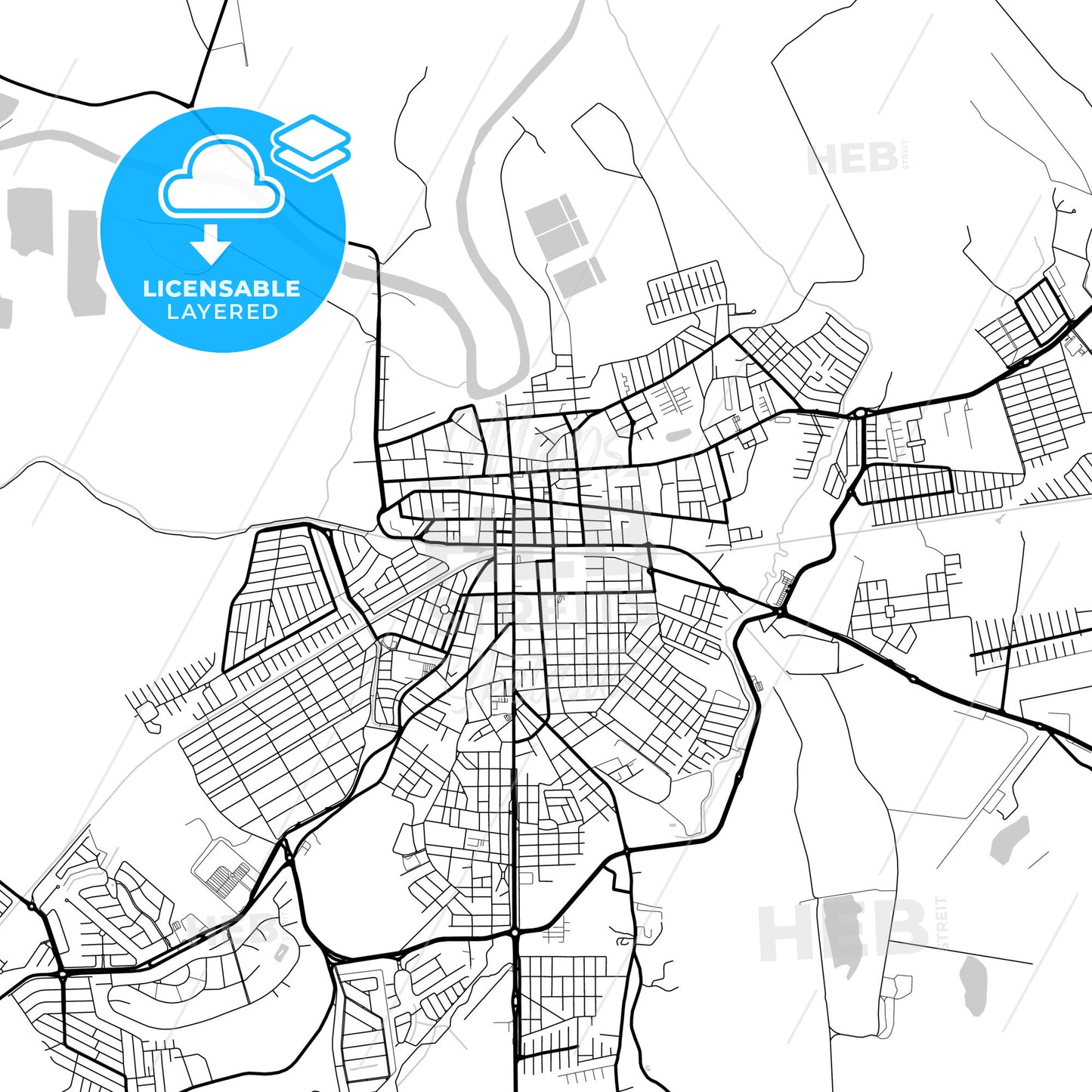 Layered PDF map of Pindamonhangaba, Brazil