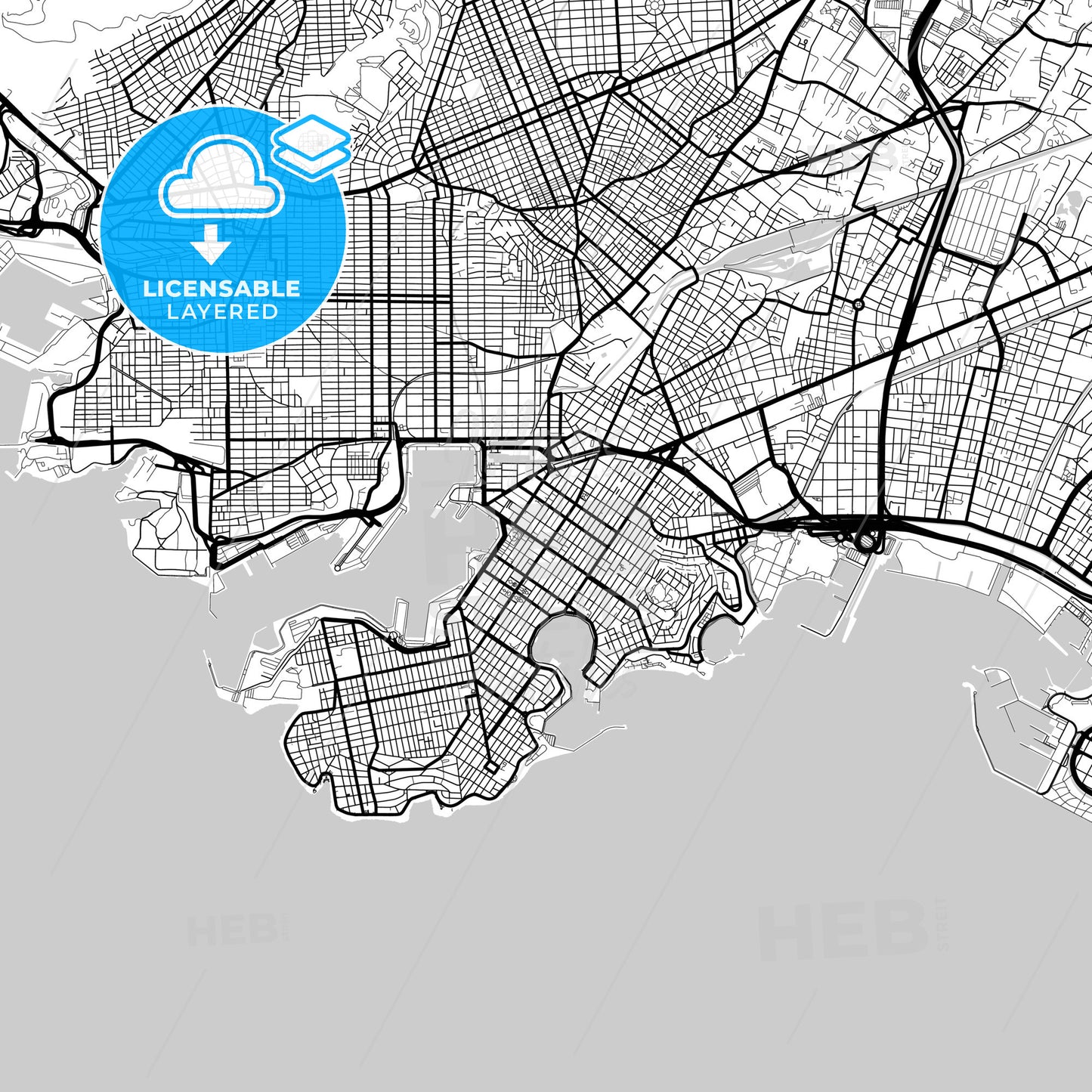 Layered PDF map of Piraeus, Attica, Greece