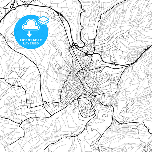 Layered PDF map of Pirmasens, Rheinland-Pfalz, Germany