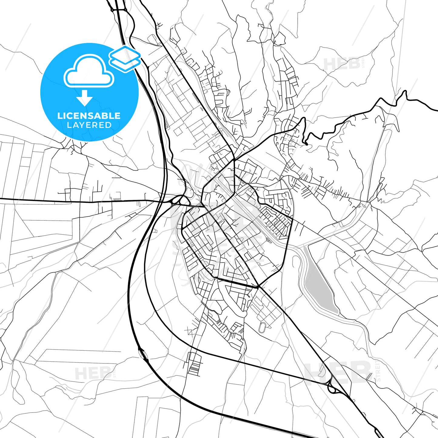 Layered PDF map of Pirot, Pirot, Serbia