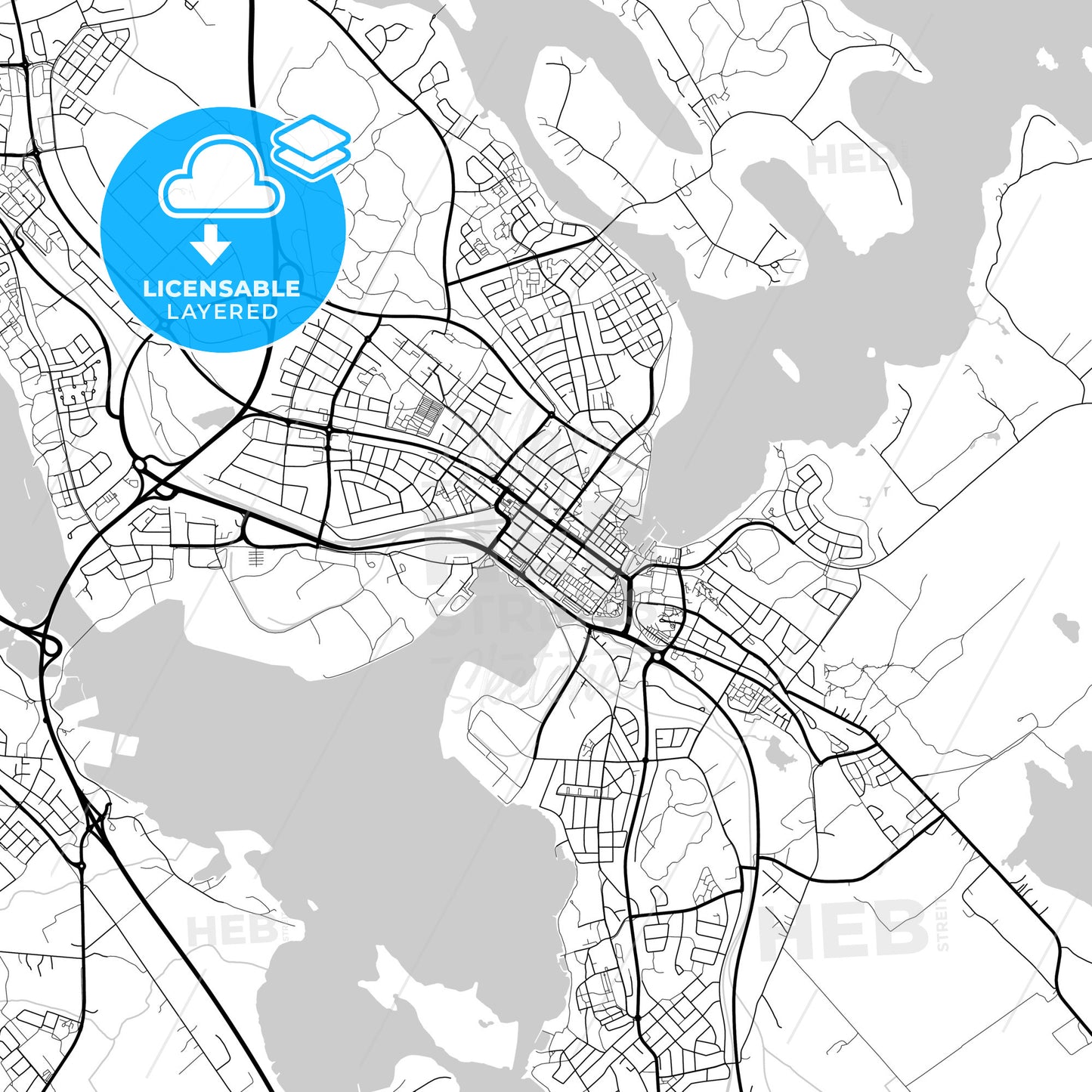 Layered PDF map of Piteå, Sweden