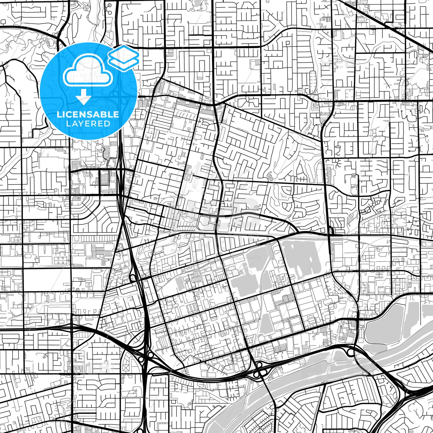 Layered PDF map of Placentia, California, United States