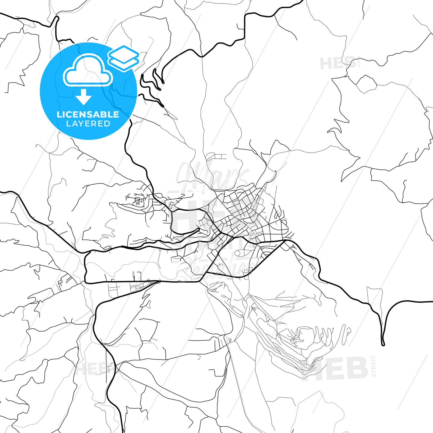 Layered PDF map of Pljevlja, Northern, Montenegro