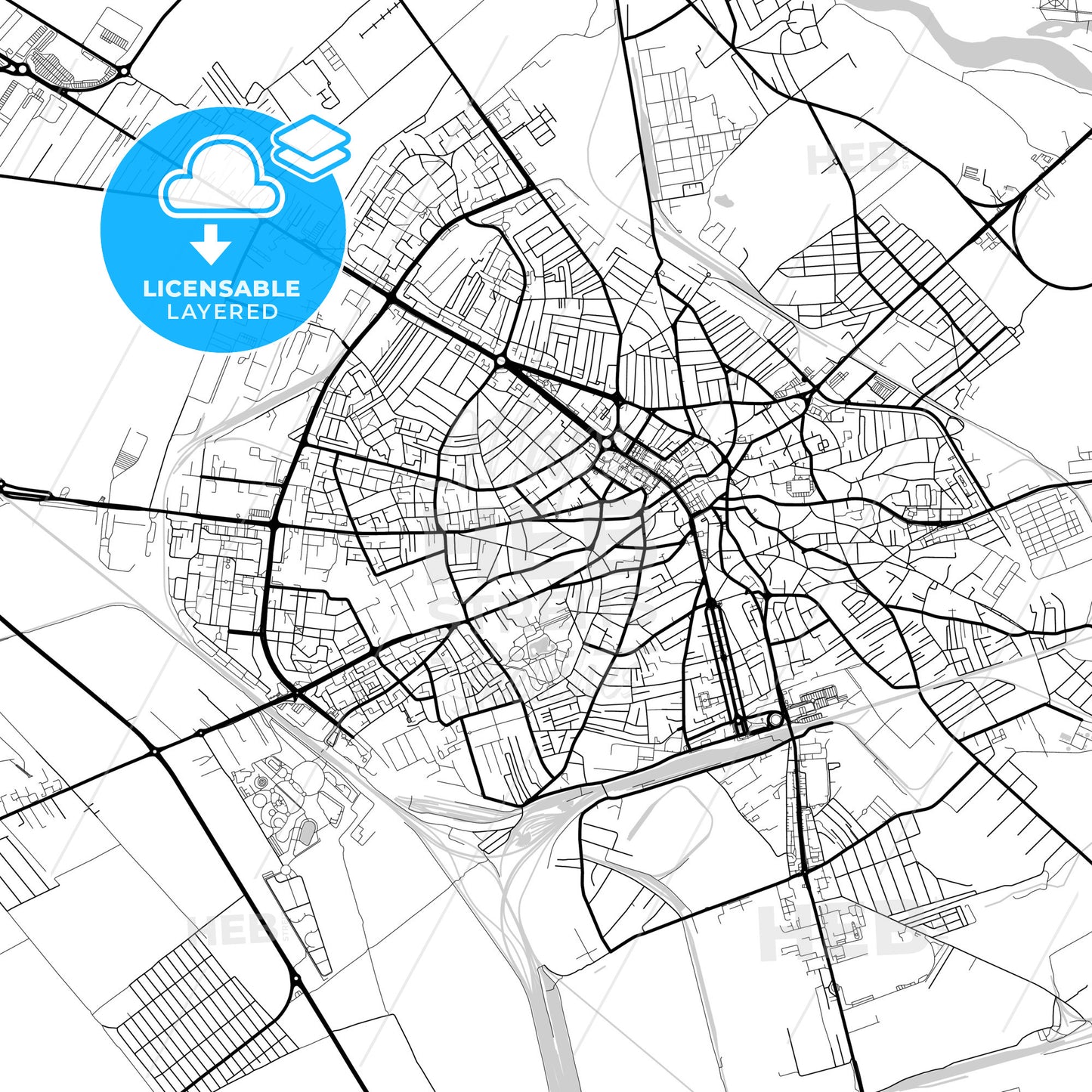 Layered PDF map of Ploiești, Prahova, Romania