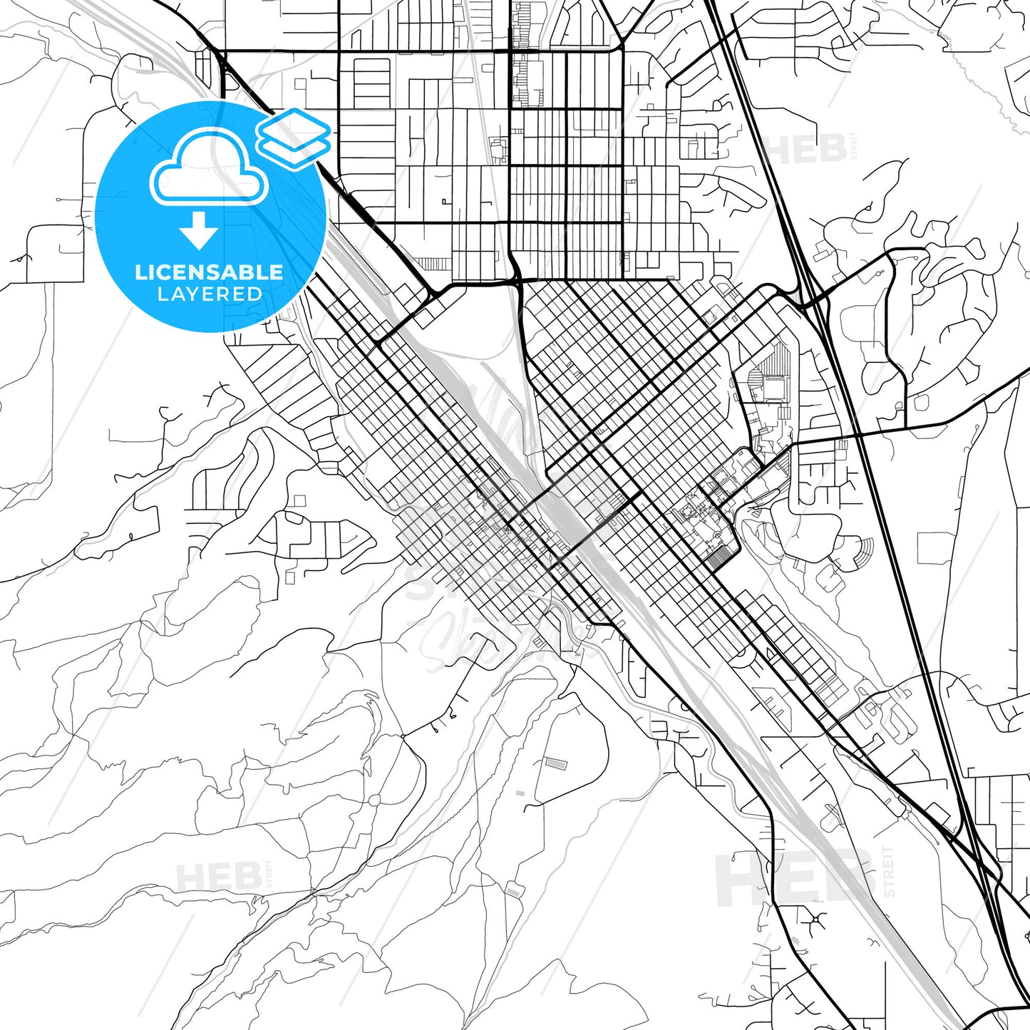 Layered PDF map of Pocatello, Idaho, United States