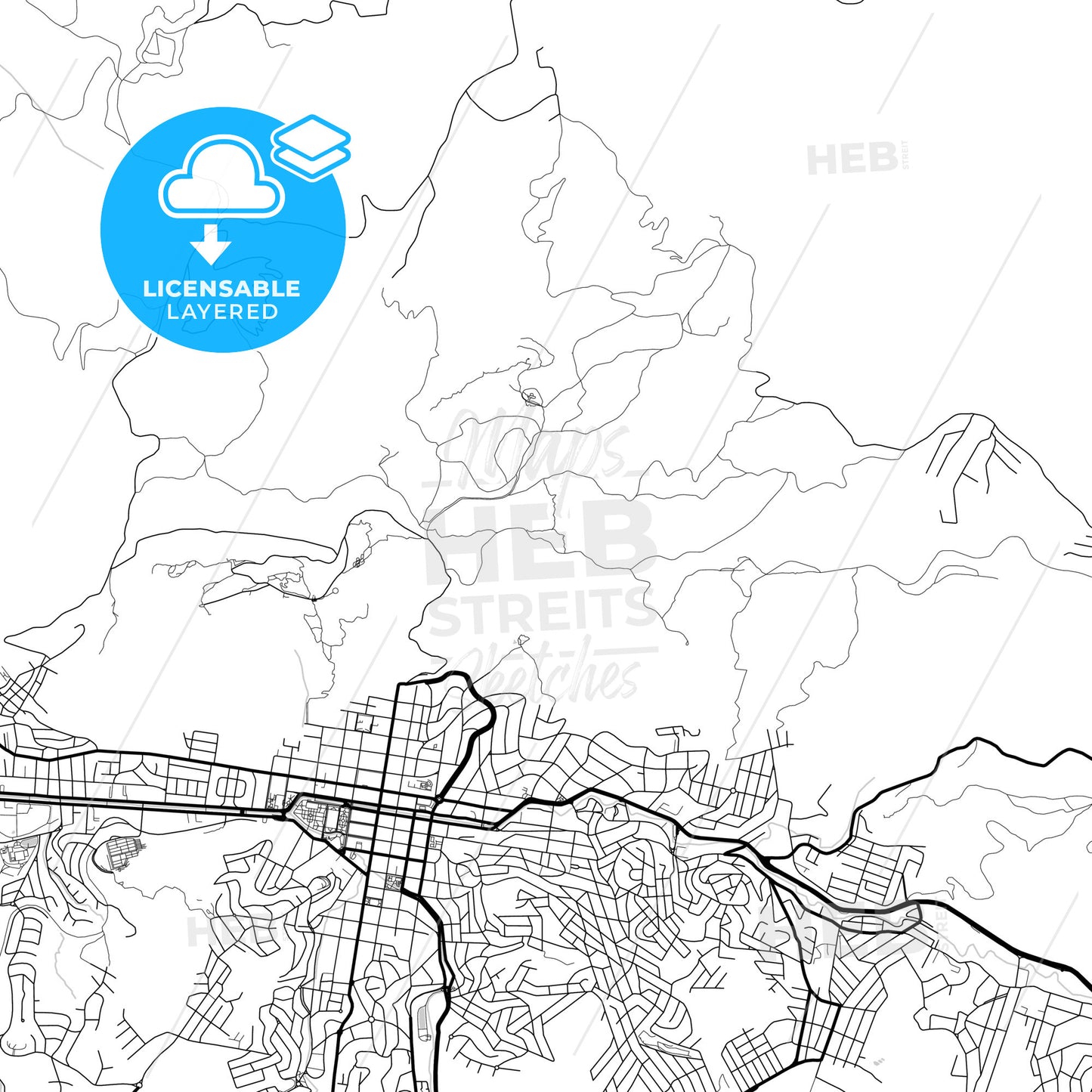 Layered PDF map of Pocos de Caldas, Brazil