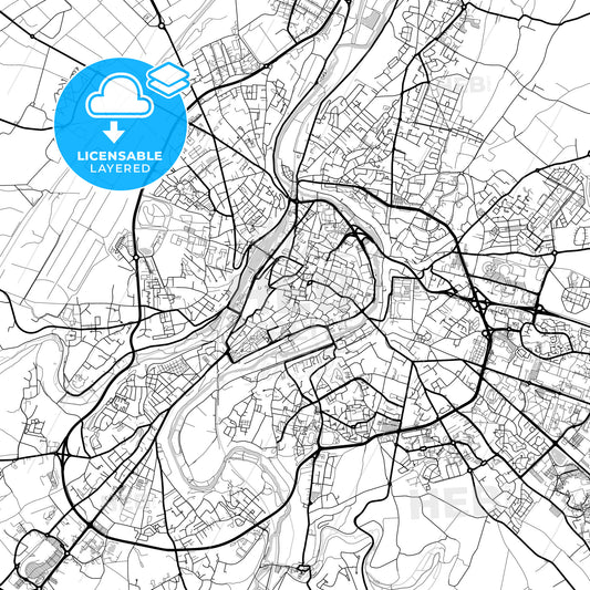 Layered PDF map of Poitiers, Vienne, France