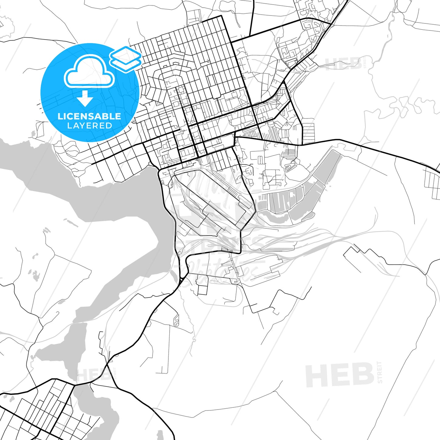 Layered PDF map of Polevskoy, Sverdlovsk Oblast, Russia