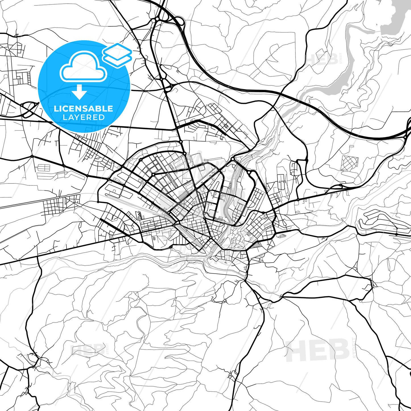 Layered PDF map of Ponferrada, León, Spain