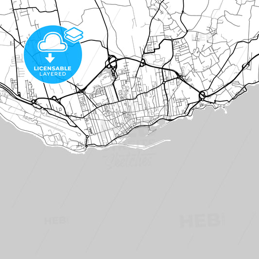 Layered PDF map of Ponta Delgada, Azores, Portugal