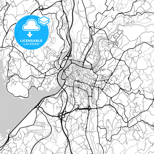 Layered PDF map of Pontevedra, Spain