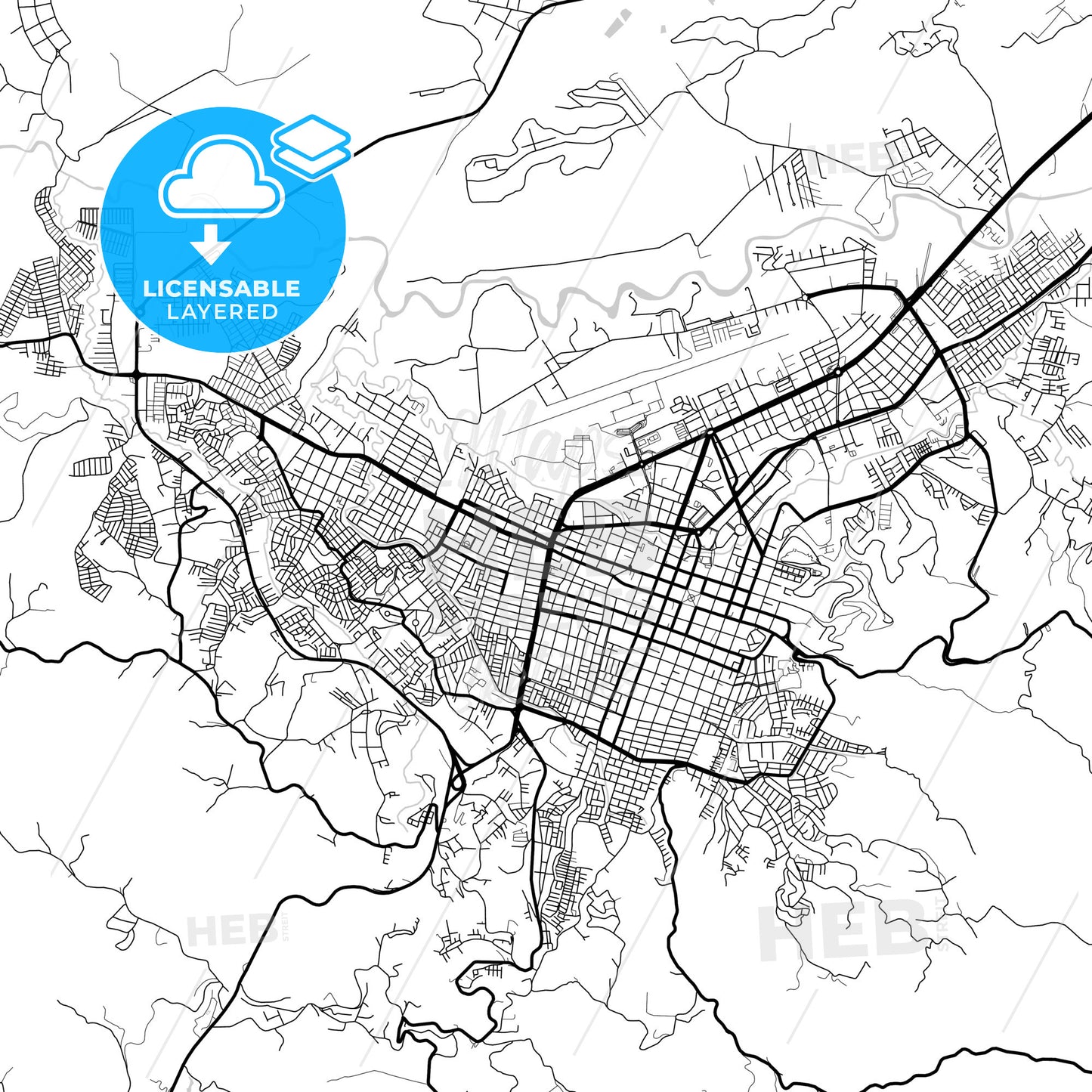 Layered PDF map of Popayan, Colombia