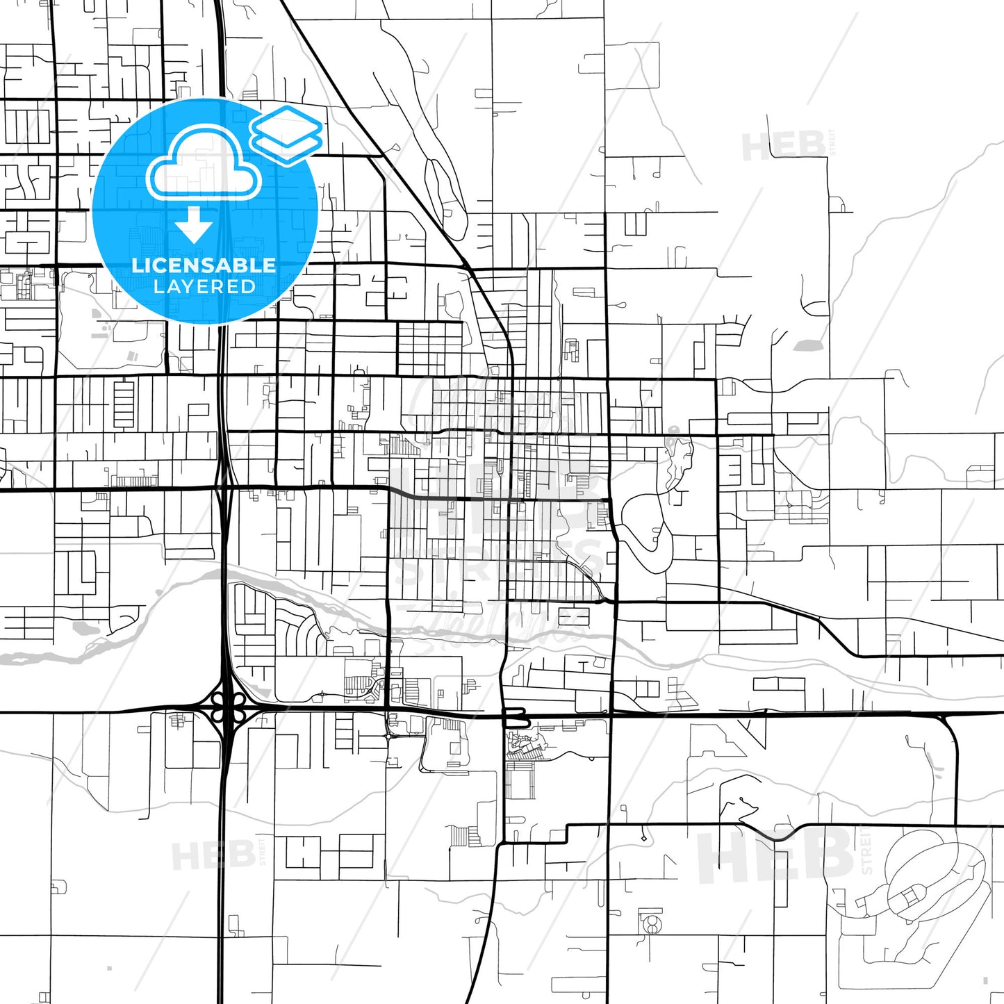 Layered PDF map of Porterville, California, United States