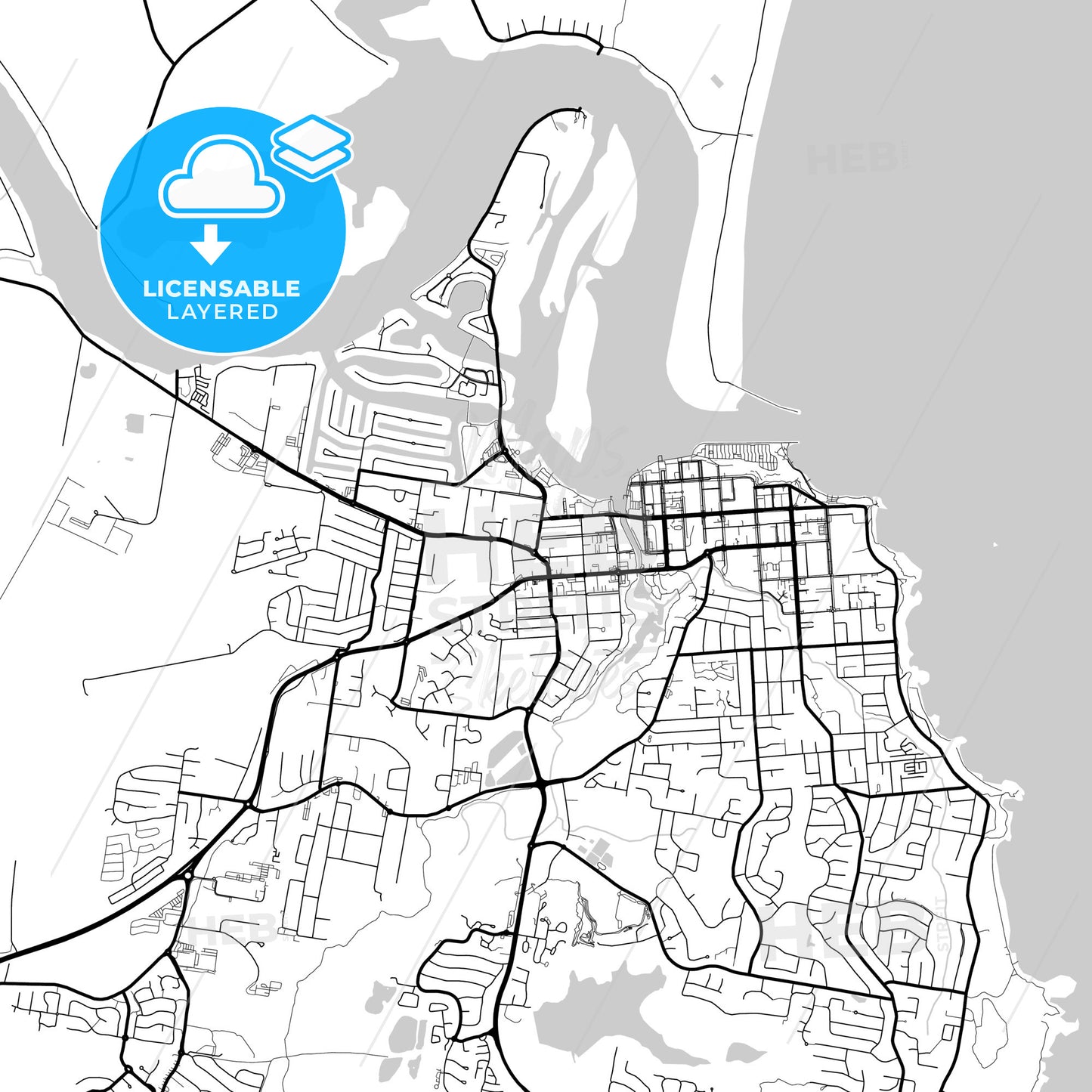 Layered PDF map of Port Macquarie, New South Wales, Australia