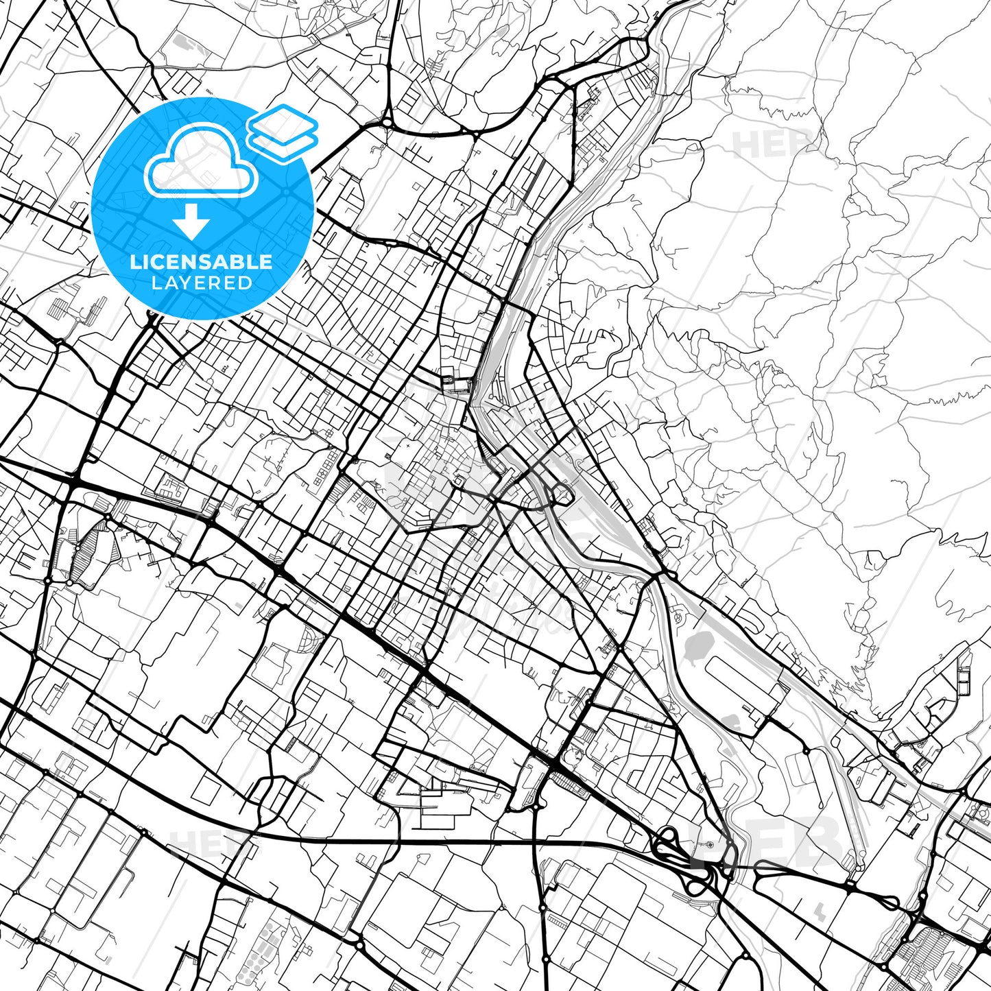 Layered PDF map of Prato, Tuscany, Italy