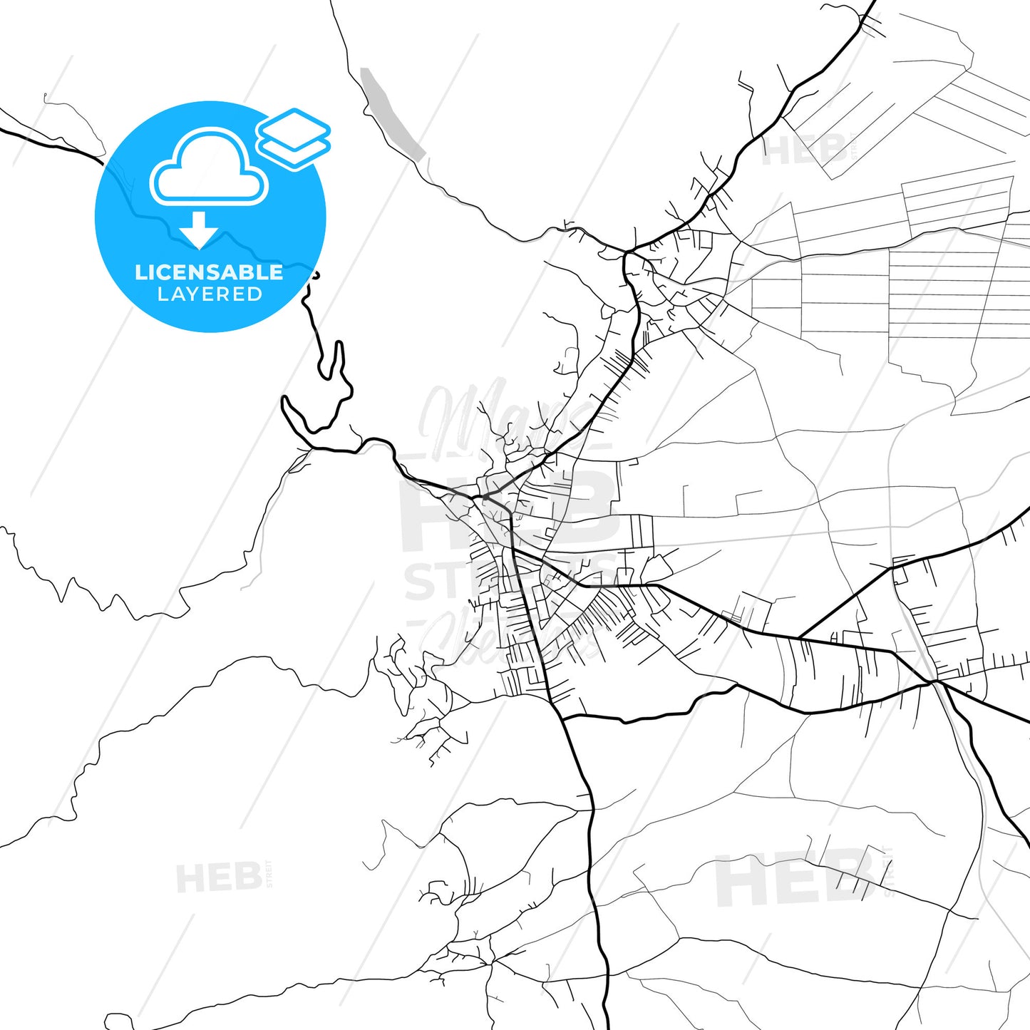 Layered PDF map of Preševo, Pčinja, Serbia