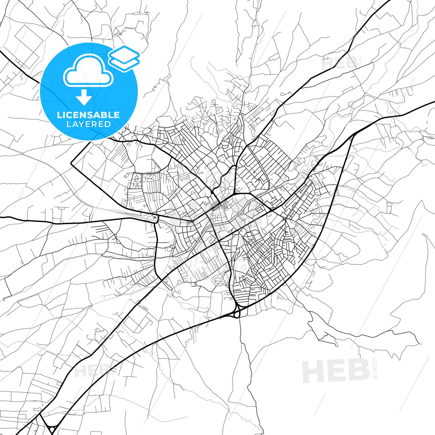 Layered PDF map of Prilep, North Macedonia