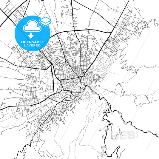 Layered PDF map of Prizreni / Prizren, District of Prizren, Kosovo