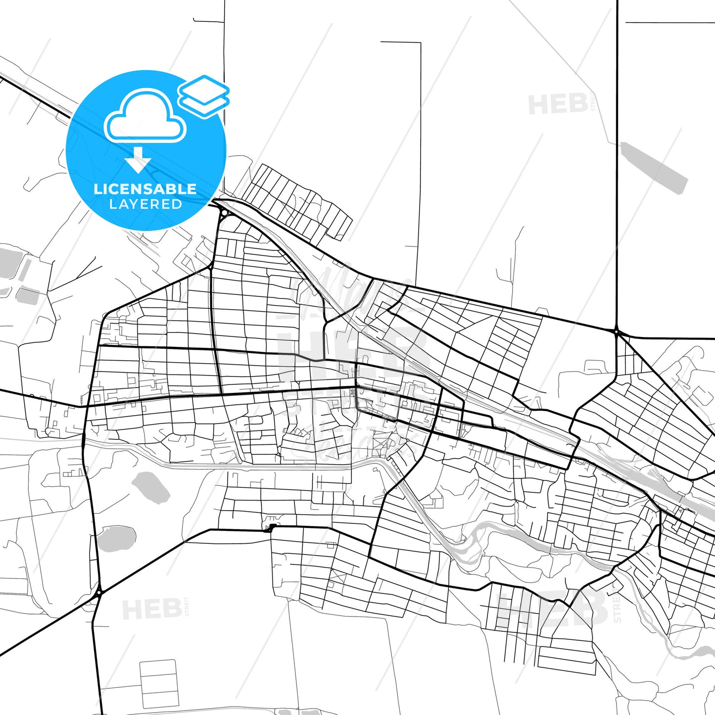 Layered PDF map of Prokhladny, Kabardino-Balkar Republic, Russia