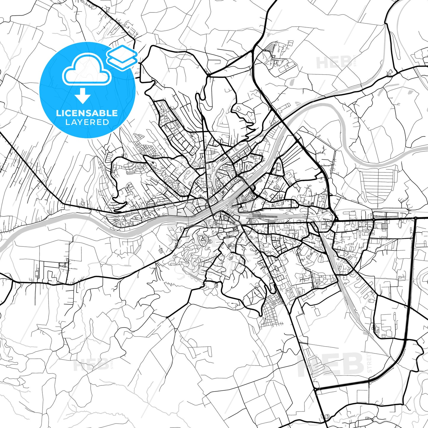 Layered PDF map of Przemyśl, Podkarpackie, Poland