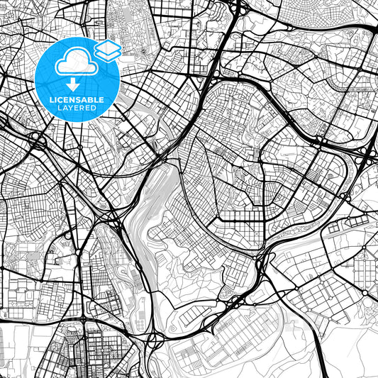 Layered PDF map of Puente de Vallecas, Madrid, Spain