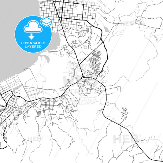 Layered PDF map of Puerto Barrios, Izabal, Guatemala