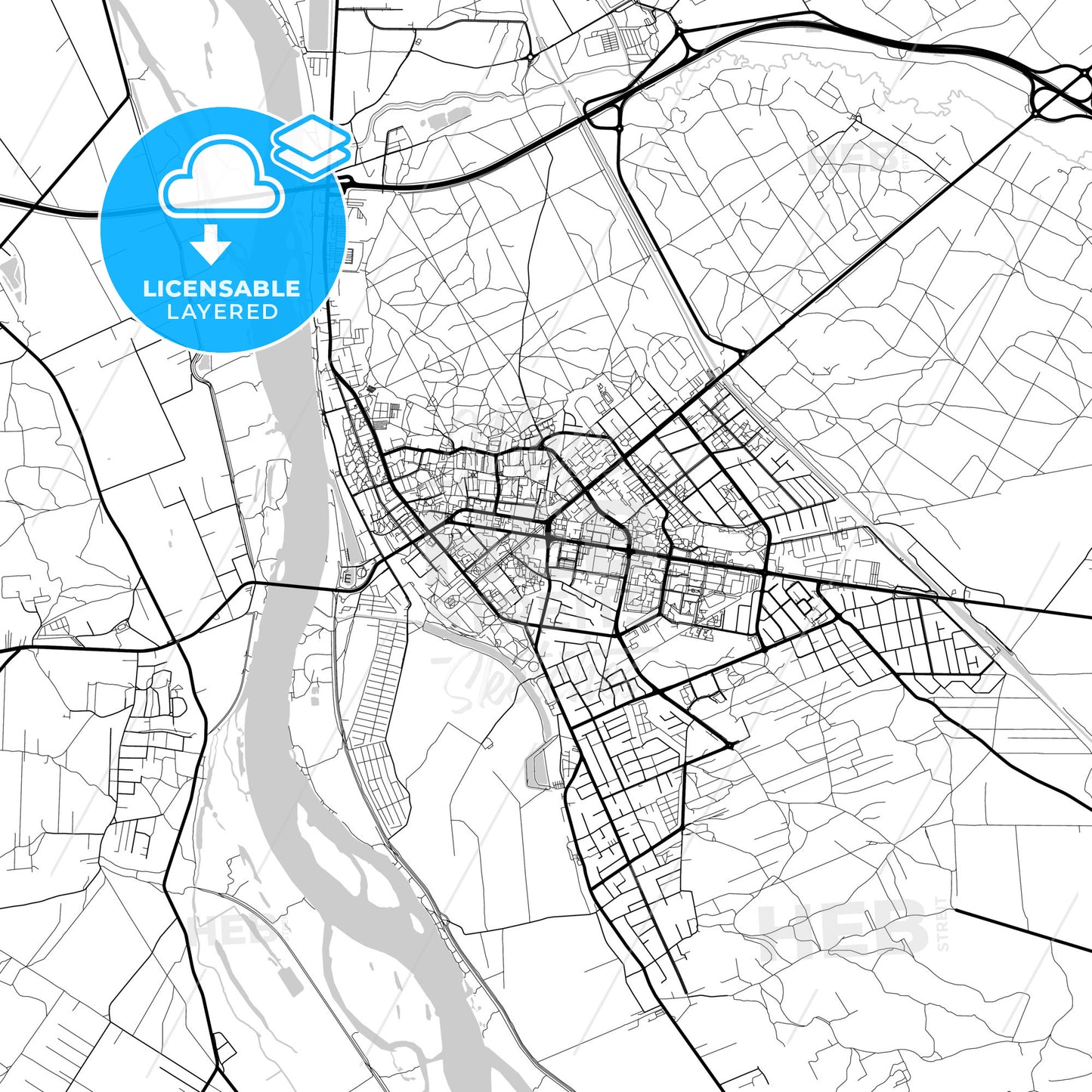 Layered PDF map of Puławy, Lublin, Poland